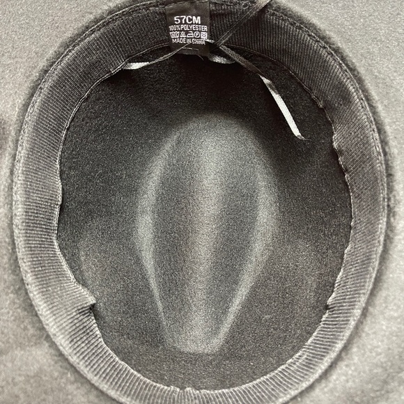 Black Fedora Hat Braided Vegan Leather Strap - Picture 3 of 4